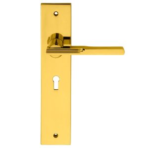 Manital Veronica Art Deco Style Door Handles, Polished Brass (sold in pairs)