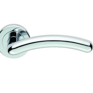 Serozzetta Noxia Door Handles On Round Rose, Polished Chrome  (sold in pairs)