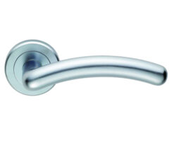 Serozzetta Noxia Door Handles On Round Rose, Satin Chrome  (sold in pairs)