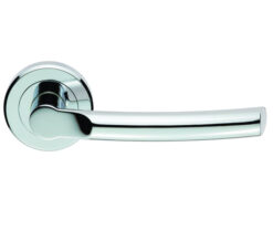 Serozzetta Nelson Door Handles On Round Rose, Polished Chrome  (sold in pairs)