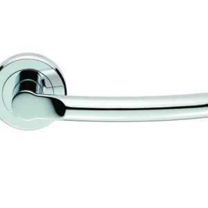 Serozzetta Nelson Door Handles On Round Rose, Polished Chrome  (sold in pairs)