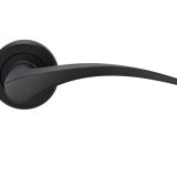 Serozzetta Olivier Door Handles On Round Rose - Matt Black (sold in pairs)
