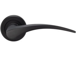 Serozzetta Olivier Door Handles On Round Rose - Matt Black (sold in pairs)
