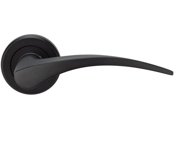 Serozzetta Olivier Door Handles On Round Rose – Matt Black (sold in pairs)