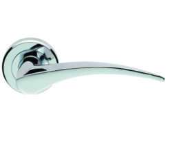 Serozzetta Olivier Door Handles On Round Rose - Polished Chrome (sold in pairs)