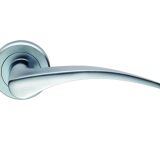 Serozzetta Olivier Door Handles On Round Rose - Satin Chrome (sold in pairs)
