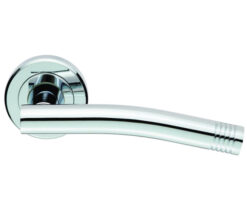 Serozzetta Carolina Door Handles On Round Rose, Polished Chrome  (sold in pairs)