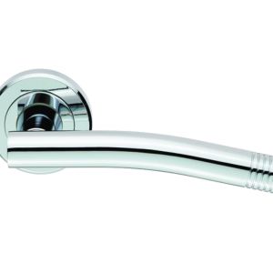 Serozzetta Carolina Door Handles On Round Rose, Polished Chrome  (sold in pairs)