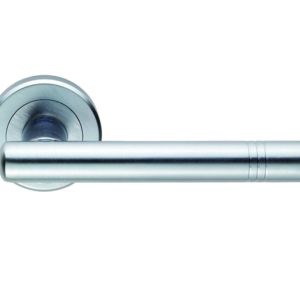 Serozzetta Atalaya Door Handles On Round Rose, Satin Chrome  (sold in pairs)