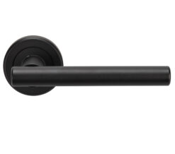 Serozzetta Philadelphia Door Handles On Round Rose - Matt Black (sold in pairs)