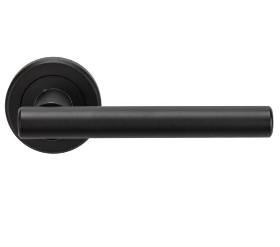 Serozzetta Philadelphia Door Handles On Round Rose – Matt Black (sold in pairs)