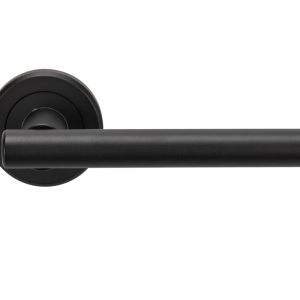 Serozzetta Philadelphia Door Handles On Round Rose – Matt Black (sold in pairs)