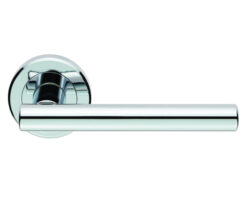 Serozzetta Philadelphia Door Handles On Round Rose, Polished Chrome -   (sold in pairs)
