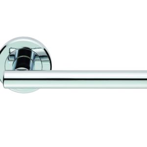 Serozzetta Philadelphia Door Handles On Round Rose, Polished Chrome –   (sold in pairs)