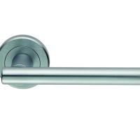 Serozzetta Philadelphia Door Handles On Round Rose, Satin Chrome –   (sold in pairs)