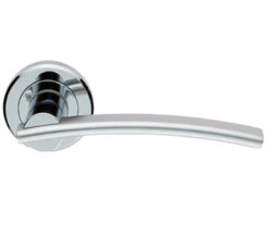 Serozzetta Cumulus Door Handles On Round Rose - Dual Finish Polished Chrome & Satin Chrome (sold in pairs)
