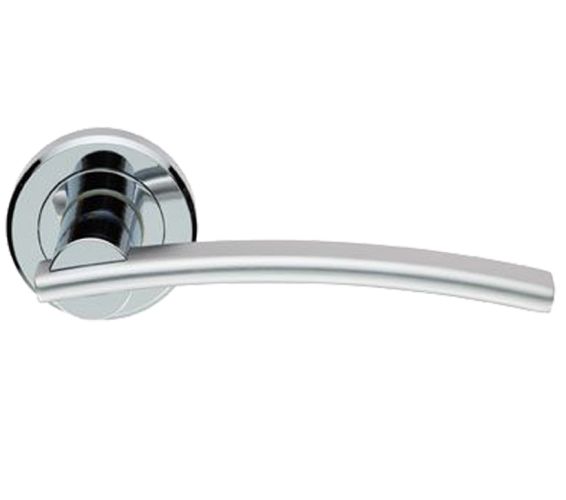 Serozzetta Cumulus Door Handles On Round Rose – Dual Finish Polished Chrome & Satin Chrome (sold in pairs)