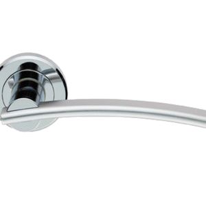 Serozzetta Cumulus Door Handles On Round Rose – Dual Finish Polished Chrome & Satin Chrome (sold in pairs)