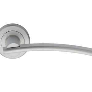 Serozzetta Cumulus Door Handles On Round Rose, Satin Chrome  (sold in pairs)