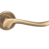 Serozzetta Verdun Door Handles On Round Rose - Antique Brass (sold in pairs)