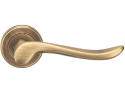 Serozzetta Verdun Door Handles On Round Rose - Antique Brass (sold in pairs)