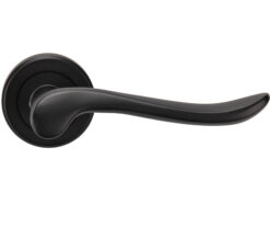 Serozzetta Verdun Door Handles On Round Rose - Matt Black (sold in pairs)