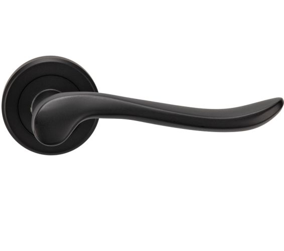 Serozzetta Verdun Door Handles On Round Rose – Matt Black (sold in pairs)