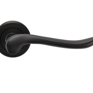 Serozzetta Verdun Door Handles On Round Rose – Matt Black (sold in pairs)