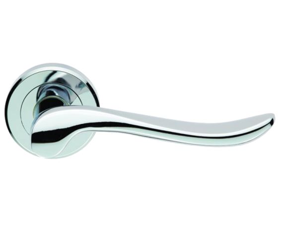 Serozzetta Verdun Door Handles On Round Rose – Polished Chrome (sold in pairs)