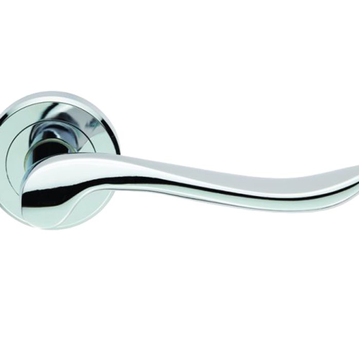 Serozzetta Verdun Door Handles On Round Rose – Polished Chrome (sold in pairs)