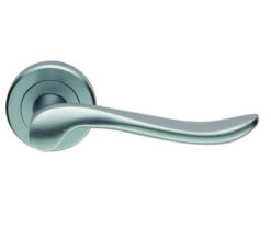 Serozzetta Verdun Door Handles On Round Rose - Satin Chrome (sold in pairs)