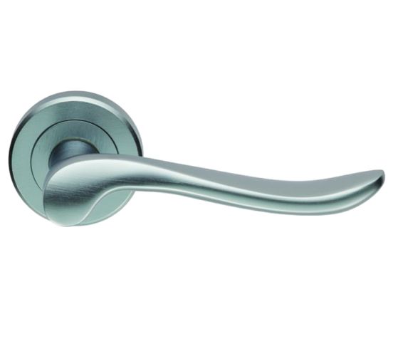 Serozzetta Verdun Door Handles On Round Rose – Satin Chrome (sold in pairs)