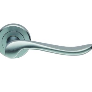 Serozzetta Verdun Door Handles On Round Rose – Satin Chrome (sold in pairs)