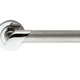 Serozzetta Irwin Door Handles On Round Rose, Dual Finish Polished Chrome & Satin Chrome -   (sold in pairs)