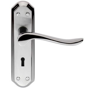 Lytham Door Handles On Backplate, Dual Finish Polished Chrome & Satin Chrome  (sold in pairs)