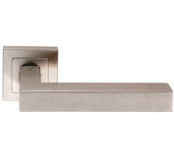 Eurospec Alvar Mitred Stainless Steel Door Handles - Satin Stainless Steel  (sold in pairs)