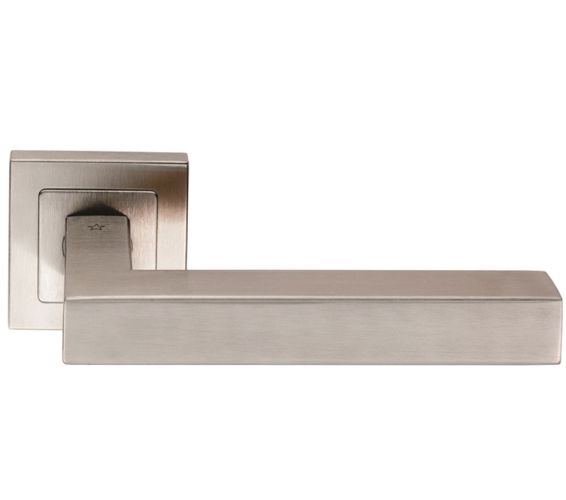 Eurospec Alvar Mitred Stainless Steel Door Handles – Satin Stainless Steel  (sold in pairs)