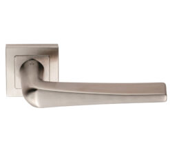 Eurospec Plaza Shaped Stainless Steel Door Handles - Satin Stainless Steel  (sold in pairs)