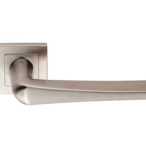 Eurospec Plaza Shaped Stainless Steel Door Handles – Satin Stainless Steel  (sold in pairs)