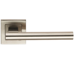 T-Bar Door Handles On Square Rose - Grade 304 Satin Stainless Steel