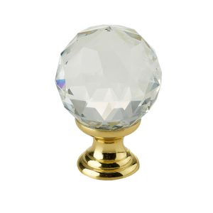 Crystal Cabinet Knob (20mm, 30mm OR 40mm), Polished Brass With Swarovski Crystal
