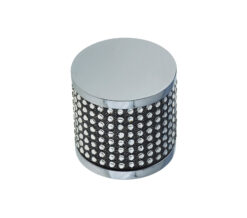 Cylindrical Cabinet Knob (28mm x 27mm), Polished Chrome With Swarovski Crystal