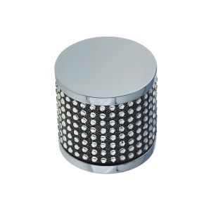 Cylindrical Cabinet Knob (28mm x 27mm), Polished Chrome With Swarovski Crystal