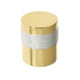 Cylindrical Mortice Door Knob, Polished Brass With Swarovski Crystal On A Silver Band