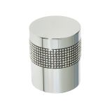 Cylindrical Mortice Door Knob, Polished Chrome With Swarovski Crystal On A Black Band