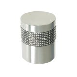 Cylindrical Mortice Door Knob, Satin Chrome With Swarovski Crystal On A Black Band