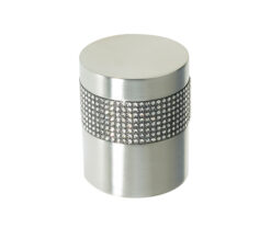 Cylindrical Mortice Door Knob, Satin Chrome With Swarovski Crystal On A Black Band
