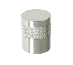 Cylindrical Mortice Door Knob, Satin Chrome With Swarovski Crystal On A Silver Band