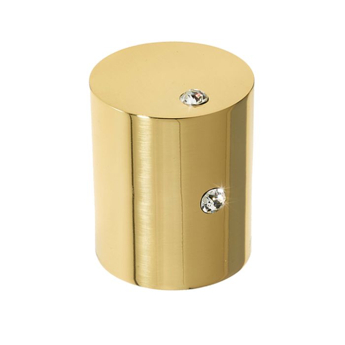 Crystal Cylindrical Mortice Door Knob, Polished Brass With Swarovski Crystal