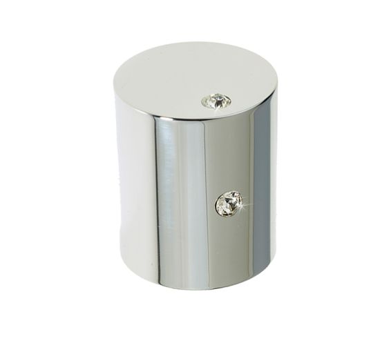 Crystal Cylindrical Mortice Door Knob, Polished Chrome With Swarovski Crystal
